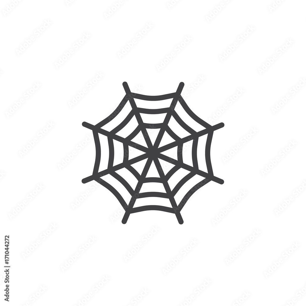 Spider web line icon, outline vector sign, linear style pictogram isolated on white. Halloween holiday Symbol, logo illustration. Editable stroke Spider web line icon, outline vector sign, linear style pictogram isolated on white. Halloween holiday Symbol, logo illustration. Editable stroke