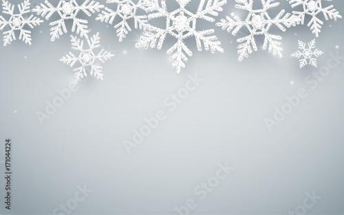 Merry Christmas and Happy new year. Abstract snowflakes on white background