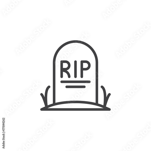 Tombstone line icon, outline vector sign, linear style pictogram isolated on white. Halloween holiday Symbol, logo illustration. Editable stroke