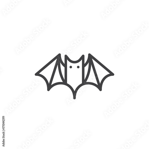 Bat line icon, outline vector sign, linear style pictogram isolated on white. Halloween holiday Symbol, logo illustration. Editable stroke
