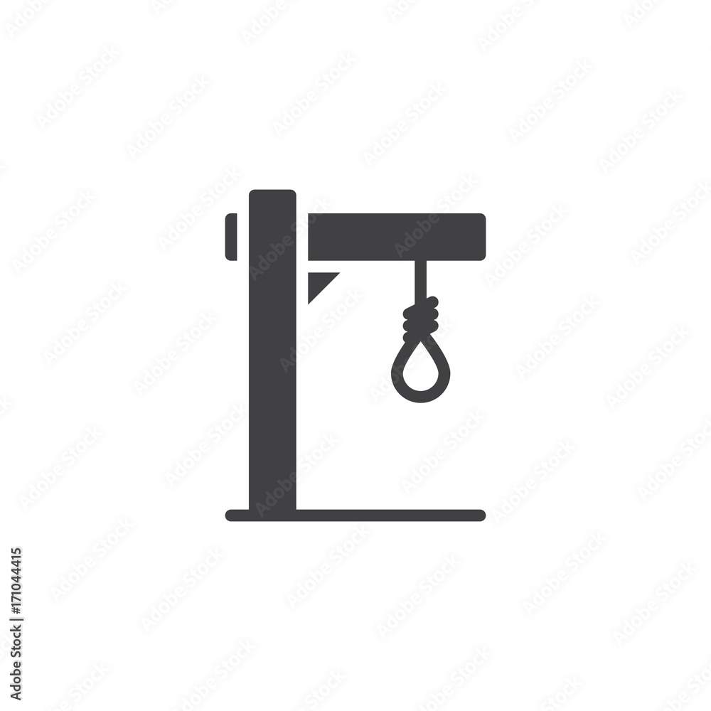 Gallows icon vector, filled flat sign, solid pictogram isolated on white. Halloween holiday Symbol, logo illustration Gallows icon vector, filled flat sign, solid pictogram isolated on white. Halloween holiday Symbol, logo illustration