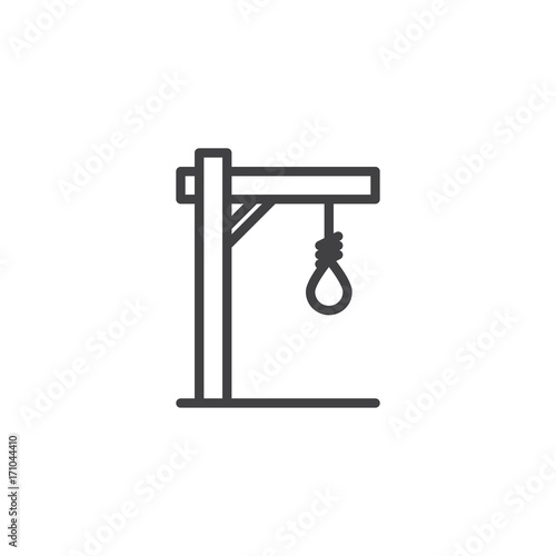 Gallows line icon, outline vector sign, linear style pictogram isolated on white. Halloween holiday Symbol, logo illustration. Editable stroke