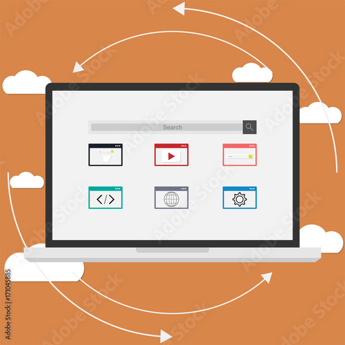 Search engine optimization flat design vector illustration.