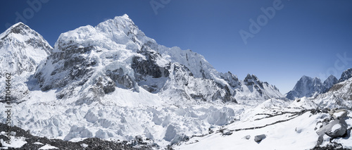 Everest base camp area and view on Nuptse