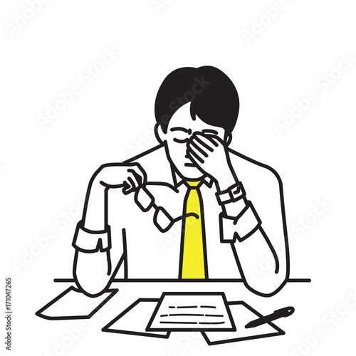 Businessman stressed at his workplace