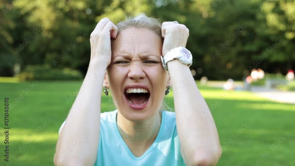 Young woman in despair. Strong negative emotions. Young woman in despair. Strong negative emotions.