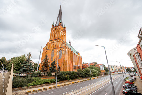 View on the cathedral of saint James the Apostle in Szczecin, Poland