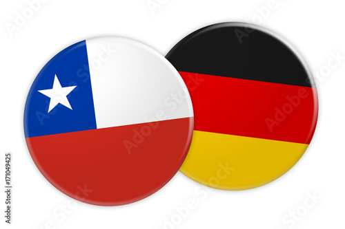 Free Download News Concept: Chile Flag Button On Germany Flag Button, 3d illustration on white background - GFXLoad