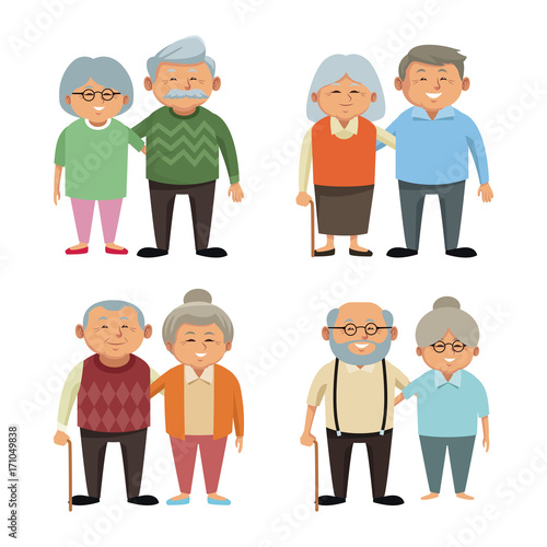 Cute grandparents cartoon icon vector illustration graphic design