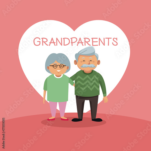 Cute grandparents cartoon icon vector illustration graphic design