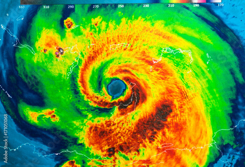 Geocolor Image in the eye of Hurricane Irma. Elements of this image furnished by NASA. photo