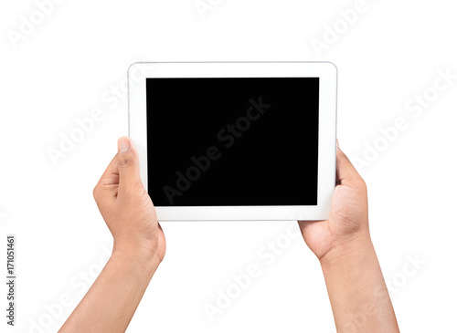 Hands holding tablet pc