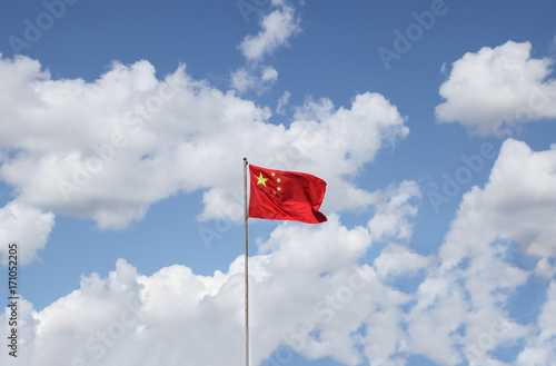 Flag of China against the sky