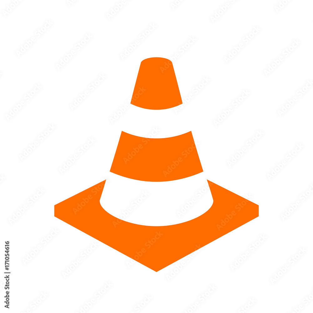 Orange safety cone vector icon