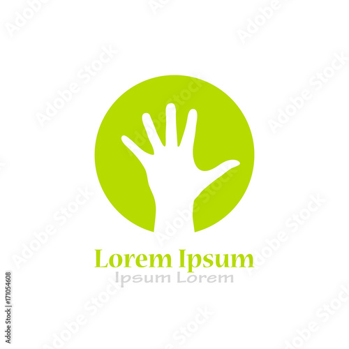 Hand silhouette green vector logo