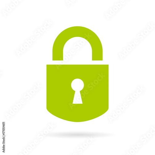 Green padlock vector icon