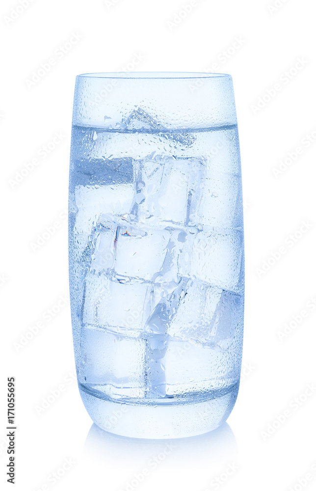 Glass of water with ice cubes isolated on white background Glass of water with ice cubes isolated on white background
