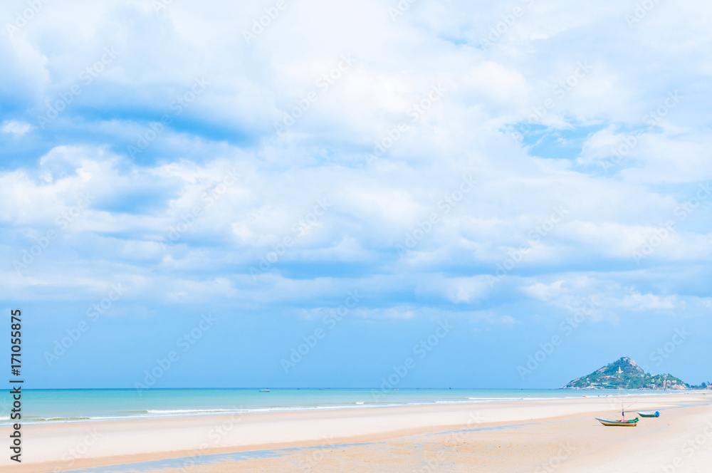 Summer Beach with and boats, Hua Hin, Thailand Summer Beach with and boats, Hua Hin, Thailand