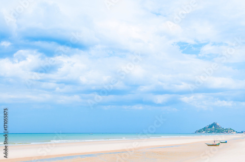 Summer Beach with  and boats  Hua Hin  Thailand