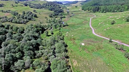 Flying through the glen between Oban and Taynuilt, Argyll photo