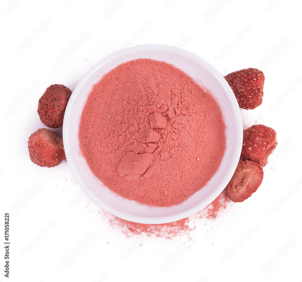 Portion of Instant Strawberries isolated on white Portion of Instant Strawberries isolated on white