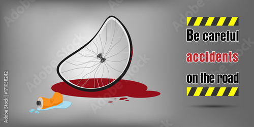 Safety first Be careful accident on the road, Vector illustration 