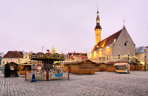 Tallinn Town Hall and Raekoja Square in the Morning, Tallinn, Estonia