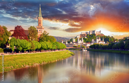 Austria, Salzburg city skyline