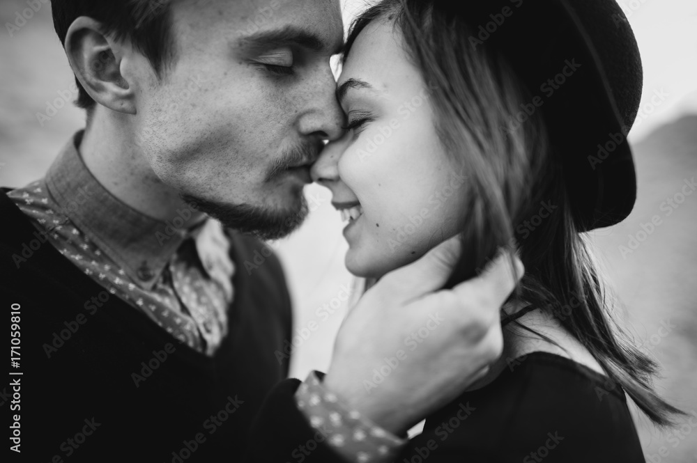 portrait of a young couple in love hipster portrait of a young couple in love hipster