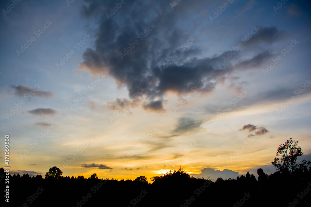 Colored Clouds at Sunset in thailaind Colored Clouds at Sunset in thailaind