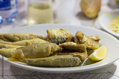 fried fish with lemon