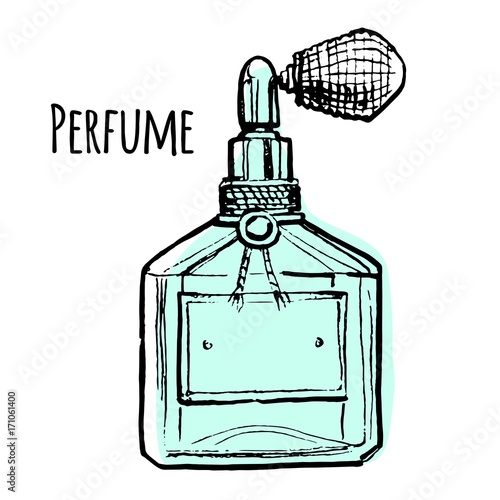 Vector illustration of blue perfume bottle