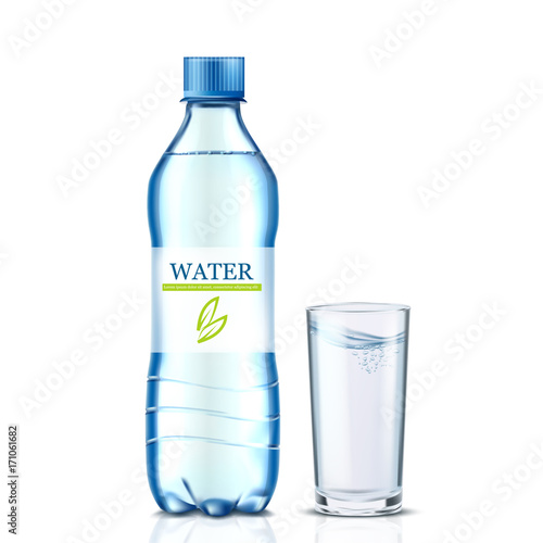 bottle of water on a white background. Vector illustration
