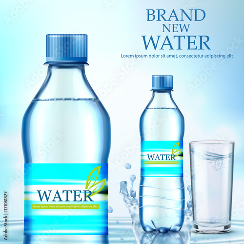 bottle of water on a white background. Vector illustration