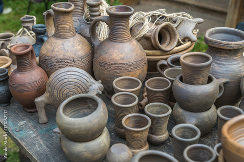 Rustic pottery hand-work. Ceramics.