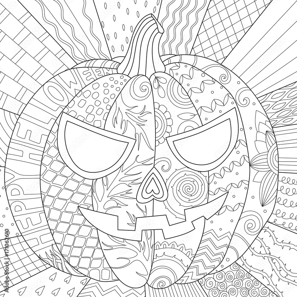 Coloring pages for adults with pumpkin Stock Vector | Adobe Stock