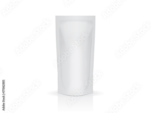 Single flexible pouch bag on white background