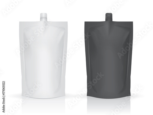 Two blank sealed food or drink pouch bags packs template