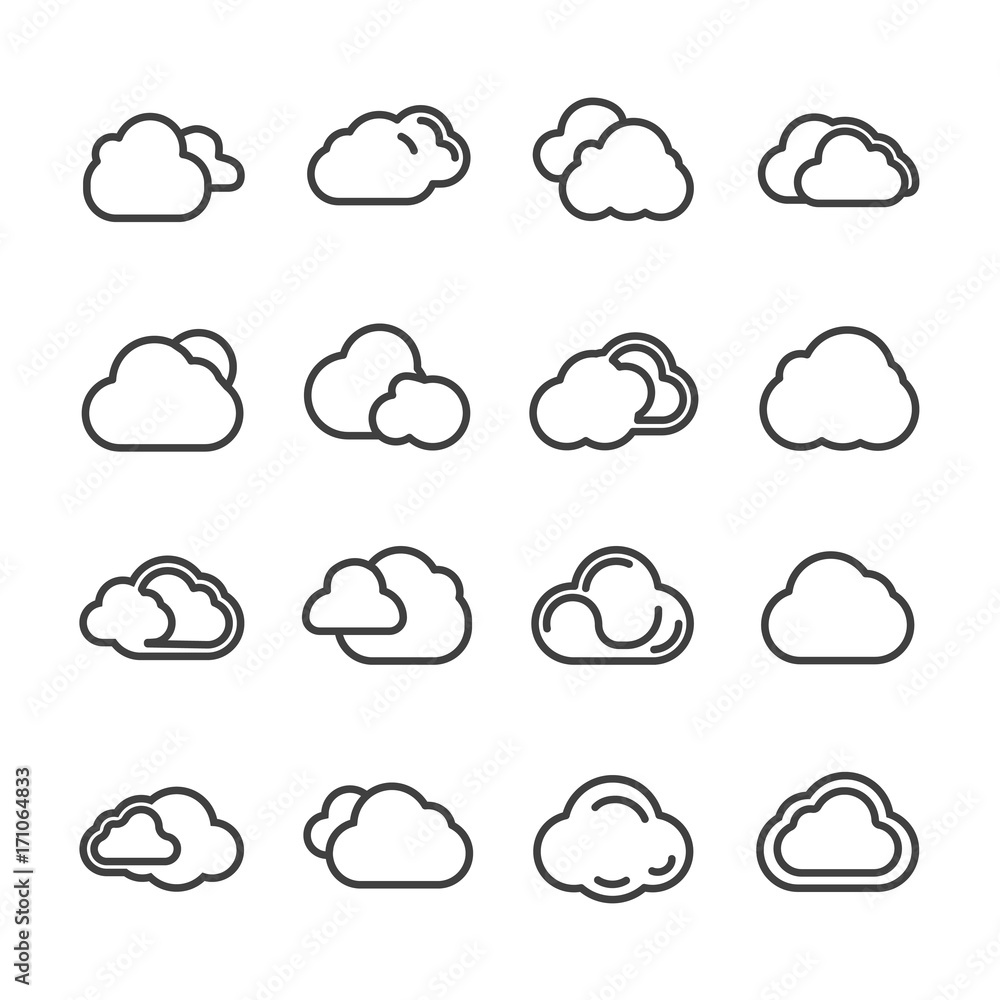 cloud line icon vector set cloud line icon vector set