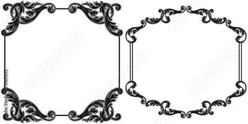 Set of vintage border frame engraving with retro ornament pattern in antique baroque style decorative design. Vector