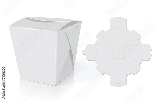 Paper box for your design and logo. It's easy to change colors. Take away template. Mock Up. Blank vector.