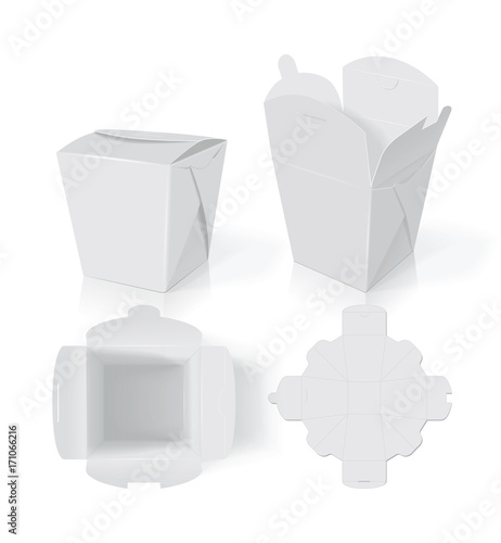 Paper box for your design and logo. It's easy to change colors. Take away template. Mock Up. Blank vector.