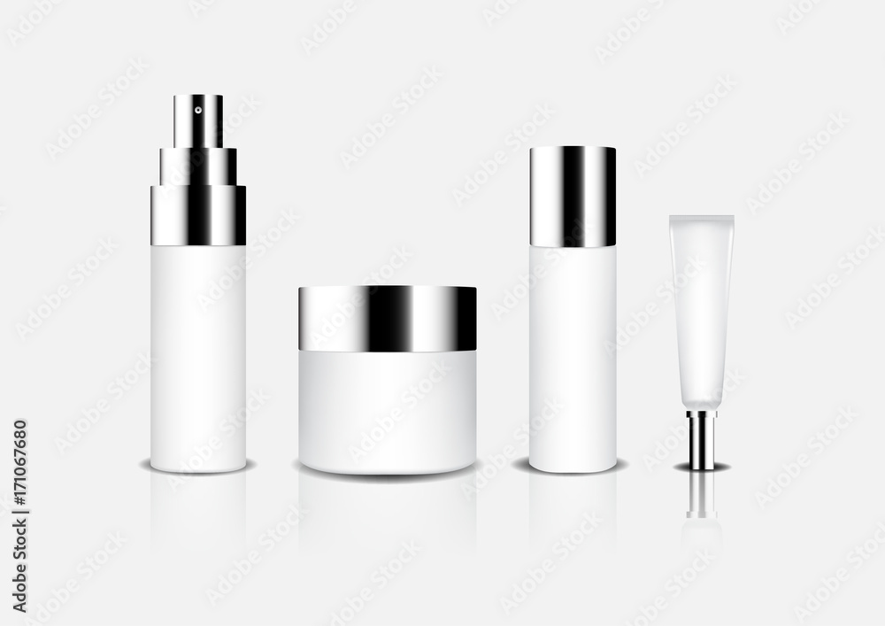 Beauty cosmetic ads template, Set of cosmetic packaging mockup Beauty cosmetic ads template, Set of cosmetic packaging mockup