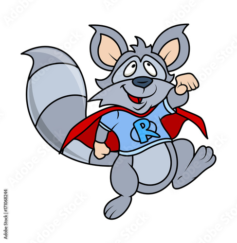 Superhero Cartoon Raccoon - cartoon clip-art vector character