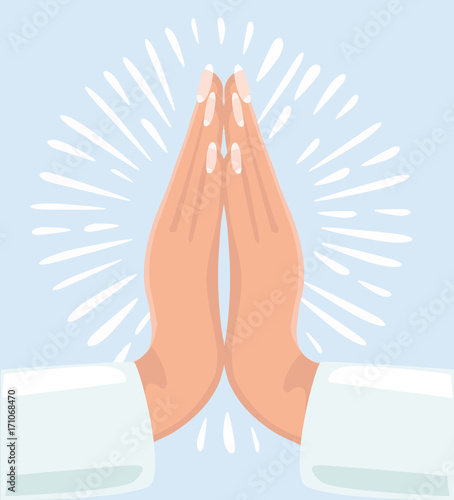 Vector Folded Hands Isolated On White Background