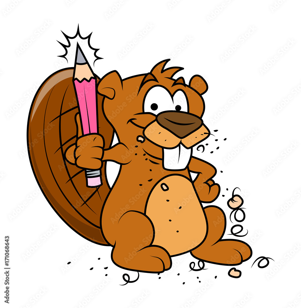 Cartoon Beaver Showing Pencil - cartoon clip-art vector character Stock  Vector | Adobe Stock