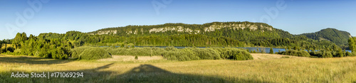 panoramic landscape in french Jura region at Le Frasnois