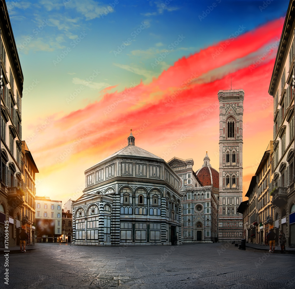 Sunrise and cathedral
