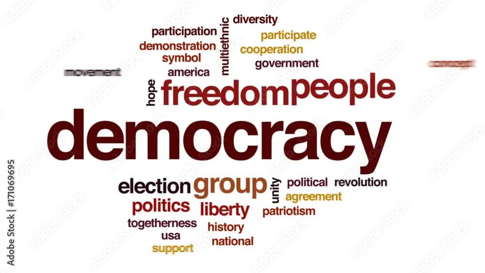 Democracy animated word cloud, text design animation. Democracy animated word cloud, text design animation.