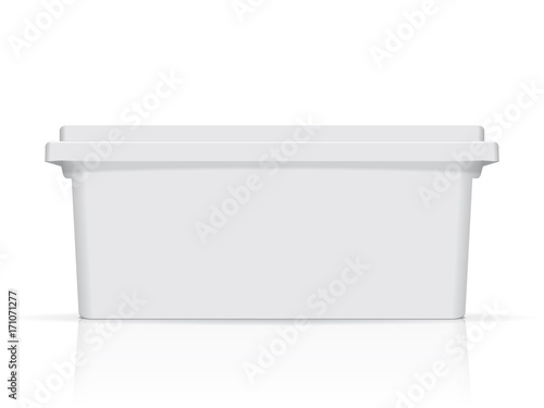 White plastic box for your design and logo. It's easy to change colors. Mock Up. Vector EPS 10